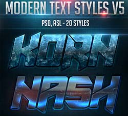 20个金属质感的PS图层样式：Modern Text Styles V5